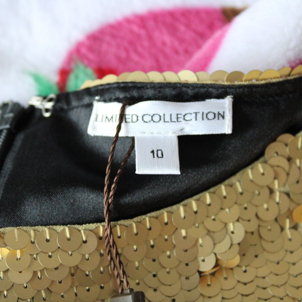 NWT Marks & Spencer Limited Collection Gold Sequin Shift Dress – Size 10 - Picture 4 of 9